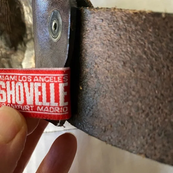 VINTAGE Silver Metal Lion's Head Belt Buckle with Belt Size 34 - Picture 12 of 16